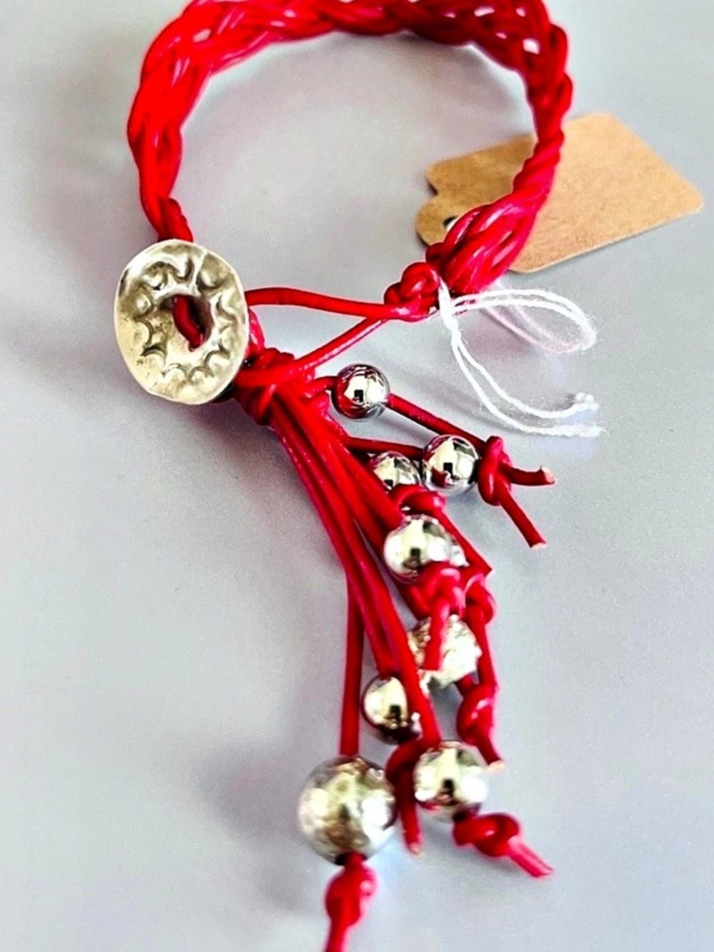 Woven Red Leather Bracelet NWT